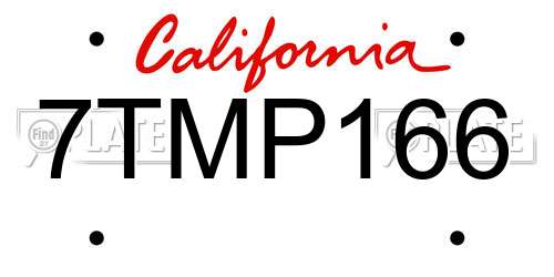 7TMP166 California License Plate