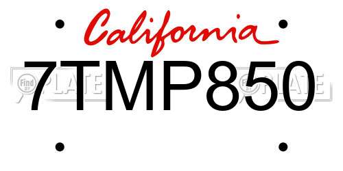 7TMP850 California License Plate
