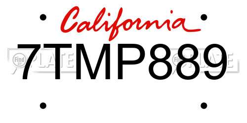 7TMP889 California License Plate