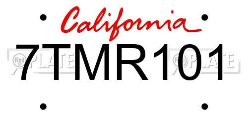7TMR101 California License Plate