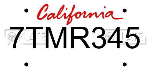 7TMR345 California License Plate