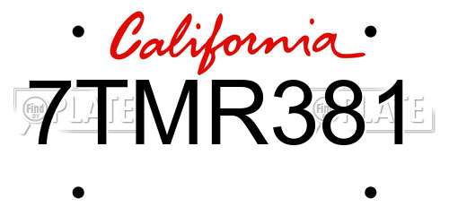 7TMR381 California License Plate