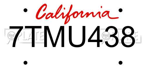 7TMU438 California License Plate