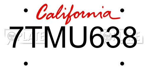 7TMU638 California License Plate