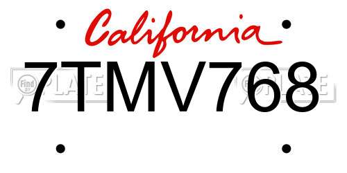 7TMV768 California License Plate