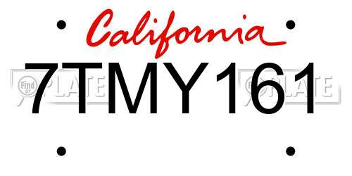 7TMY161 California License Plate