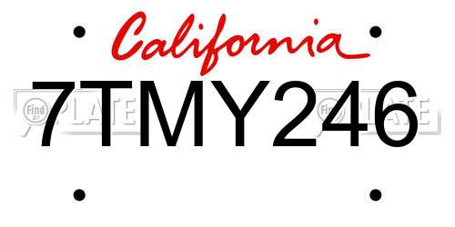 7TMY246 California License Plate