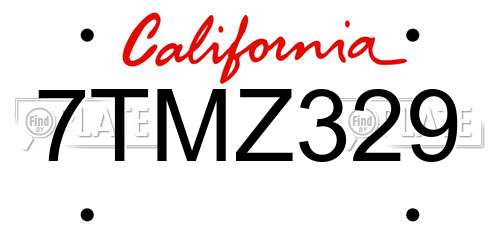 7TMZ329 California License Plate