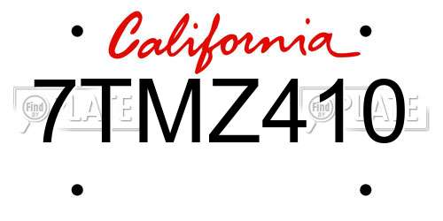 7TMZ410 California License Plate