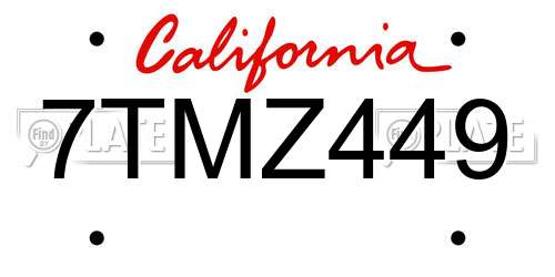 7TMZ449 California License Plate