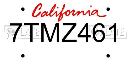 7TMZ461 California License Plate