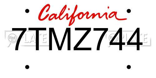 7TMZ744 California License Plate