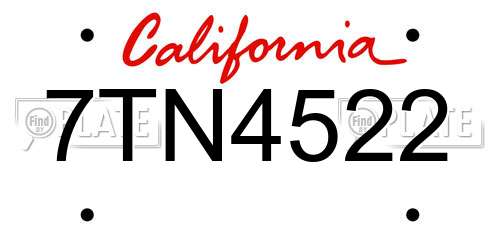 7TN4522 California License Plate
