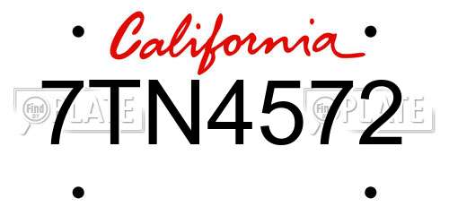 7TN4572 California License Plate