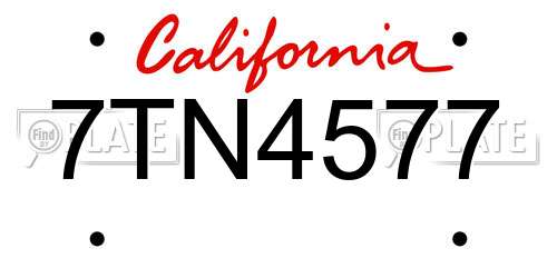 7TN4577 California License Plate