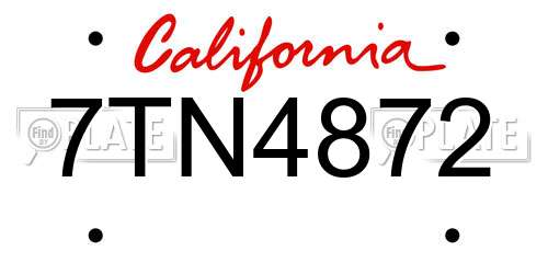 7TN4872 California License Plate