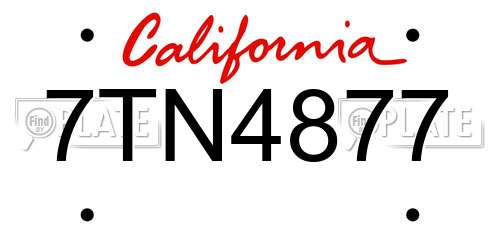 7TN4877 California License Plate