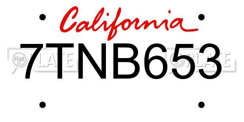 7TNB653 California License Plate