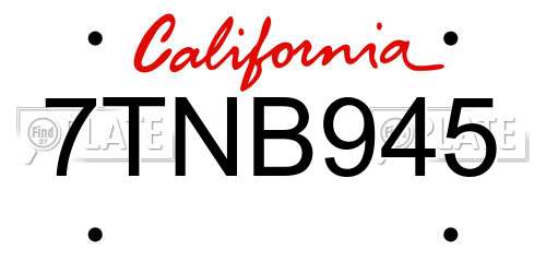 7TNB945 California License Plate