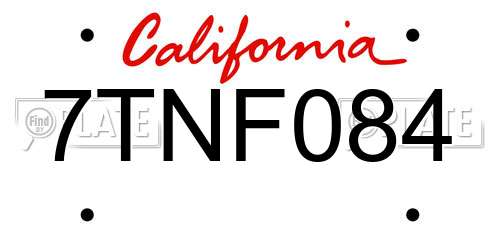 7TNF084 California License Plate