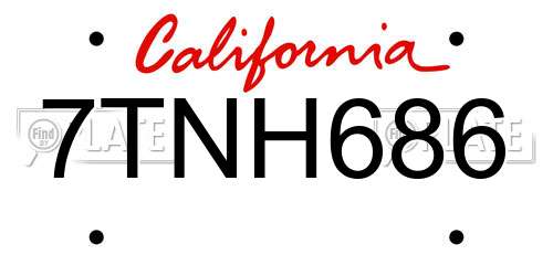 7TNH686 California License Plate
