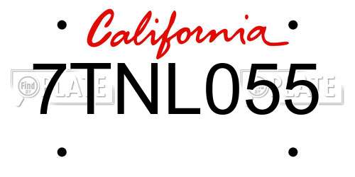 7TNL055 California License Plate