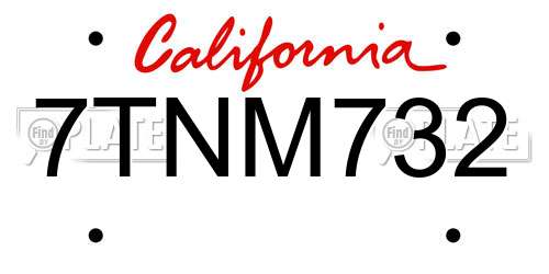 7TNM732 California License Plate