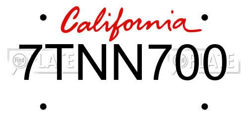 7TNN700 California License Plate