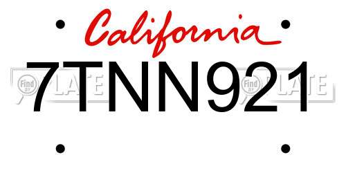 7TNN921 California License Plate