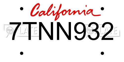 7TNN932 California License Plate