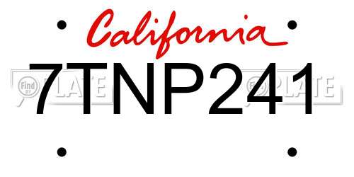 7TNP241 California License Plate
