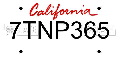7TNP365 California License Plate