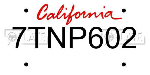 7TNP602 California License Plate