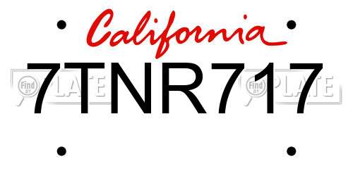 7TNR717 California License Plate