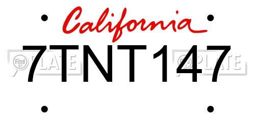 7TNT147 California License Plate