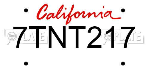 7TNT217 California License Plate
