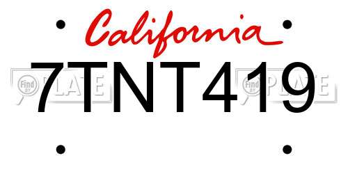 7TNT419 California License Plate