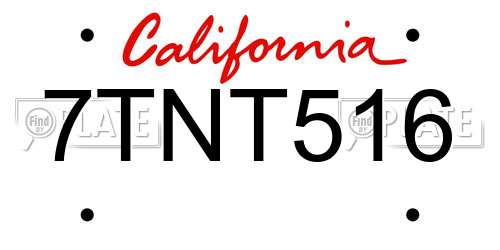 7TNT516 California License Plate