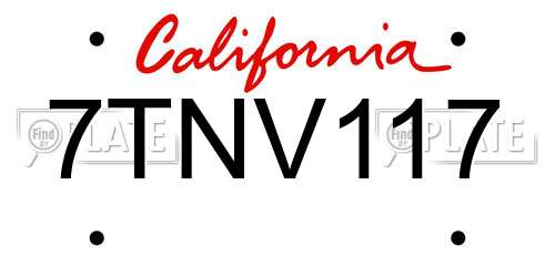 7TNV117 California License Plate