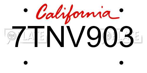 7TNV903 California License Plate