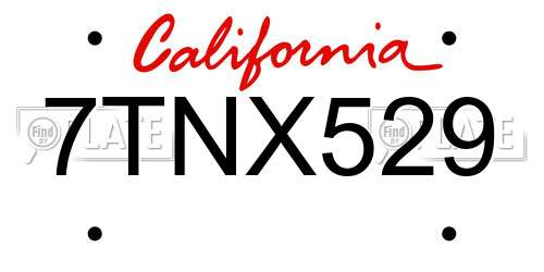 7TNX529 California License Plate