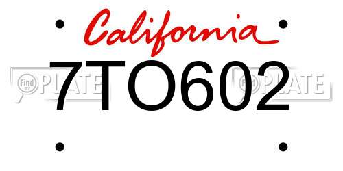 7TO602 California License Plate