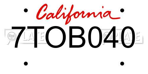 7TOB040 California License Plate