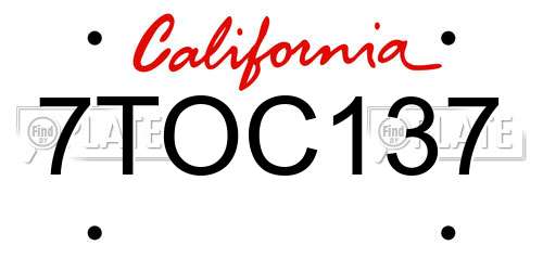 7TOC137 California License Plate