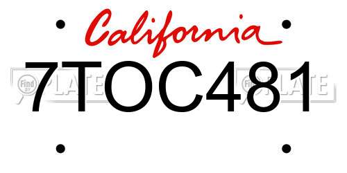 7TOC481 California License Plate