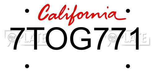 7TOG771 California License Plate