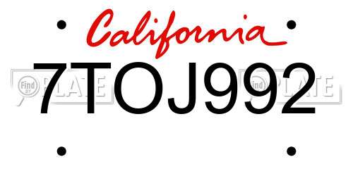 7TOJ992 California License Plate
