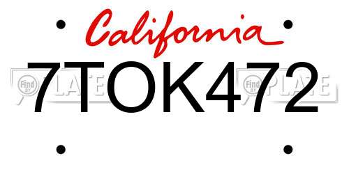7TOK472 California License Plate