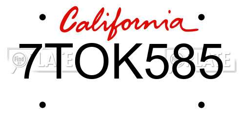 7TOK585 California License Plate