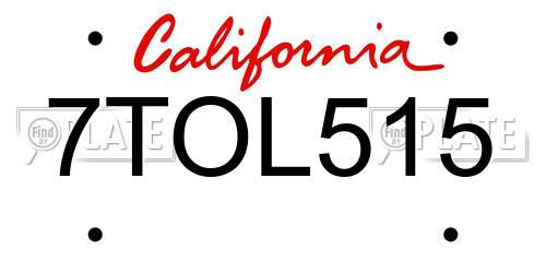 7TOL515 California License Plate